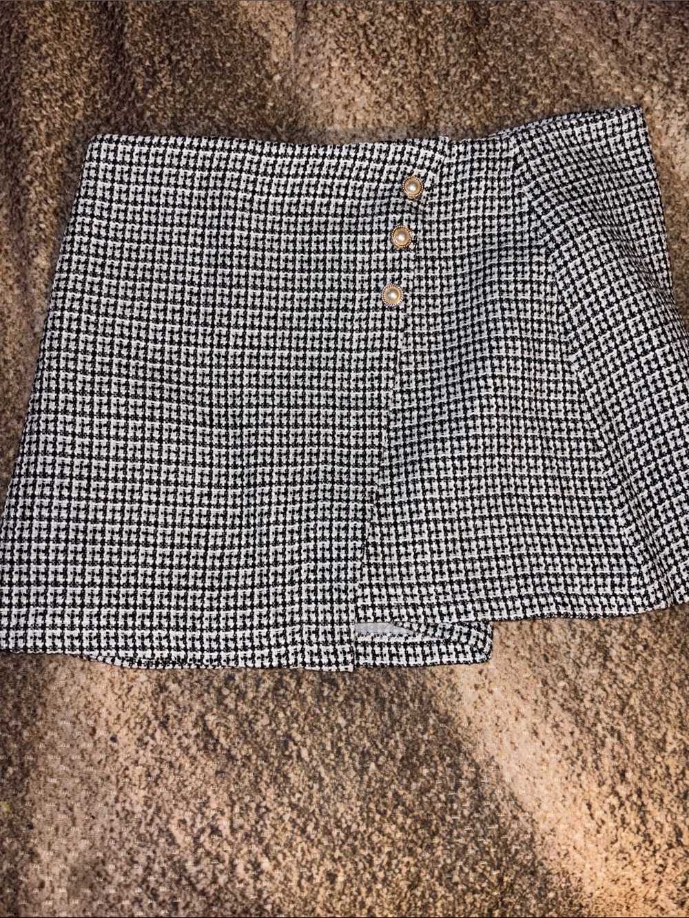 Houndstooth black and white Button-Accent Mini Skort Size XL EUC